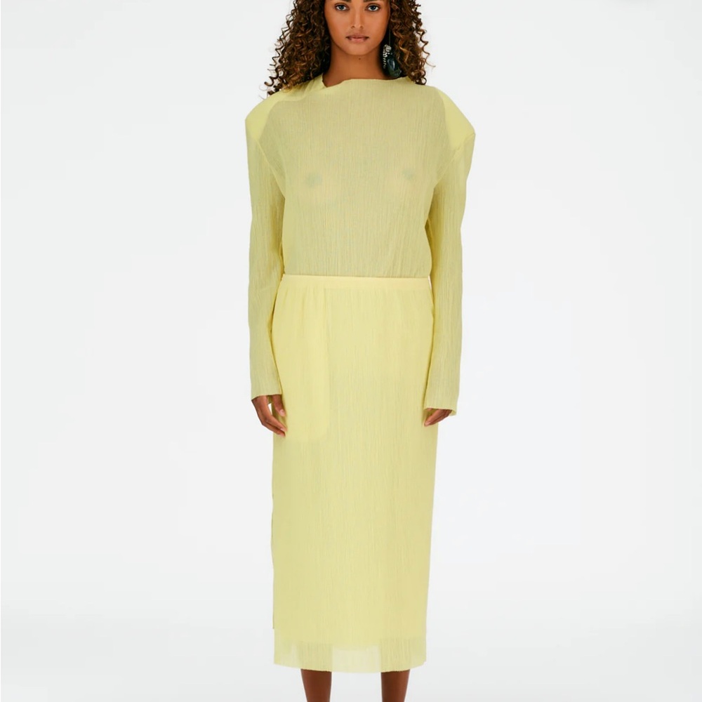 Tibi Light Yellow Pencil Skirt